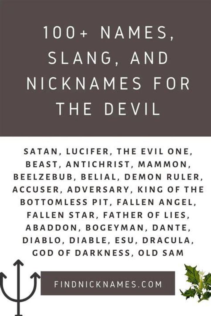 140+ Names, Slang, and Nicknames for The Devil &mdash; Find Nicknames