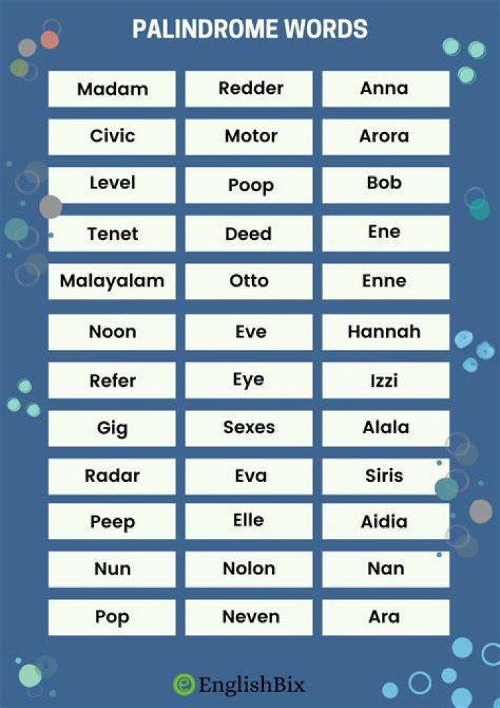 25+ Palindrome Words List with Examples A to Z EnglishBix