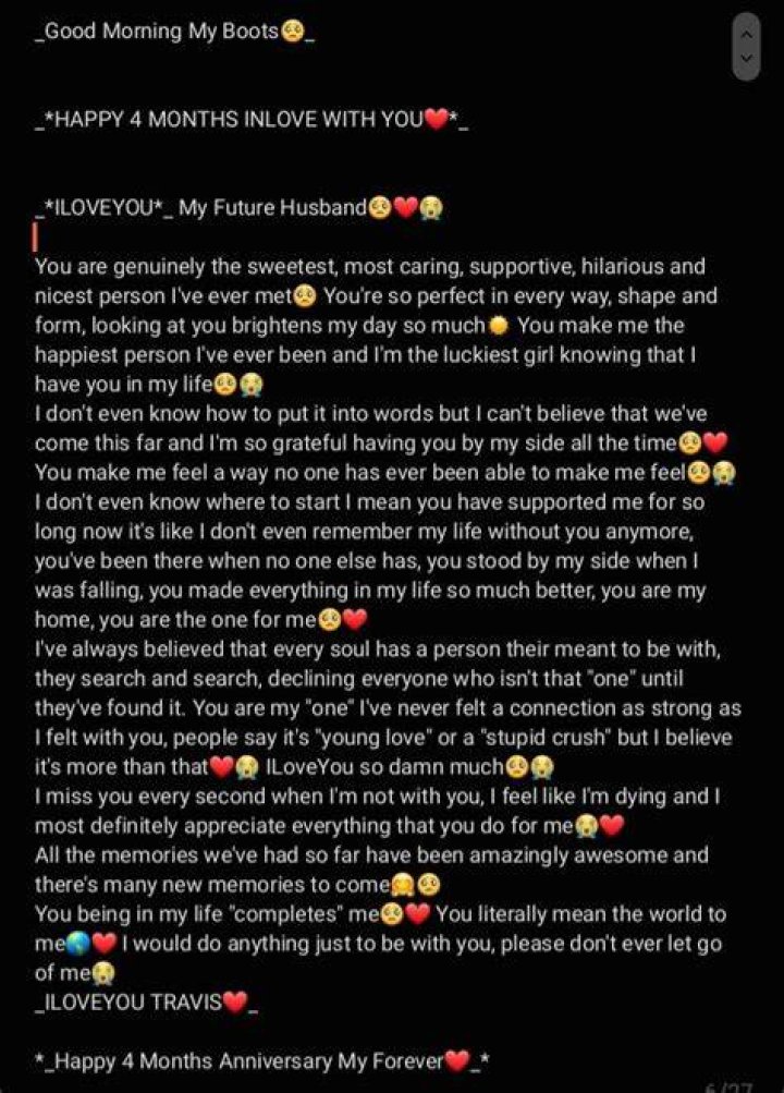 4 Months Anniversary Paragraphs for Him