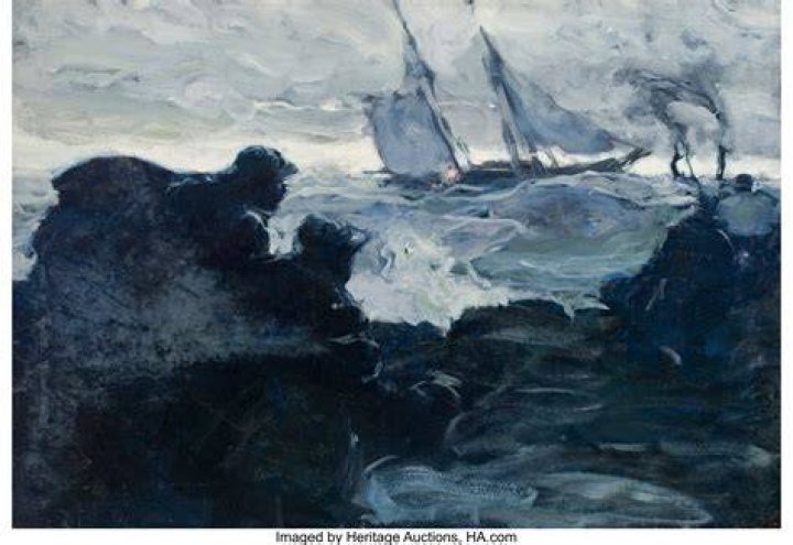 American Art Horace Gilmore Danger at Sea Vintage Oil Painting