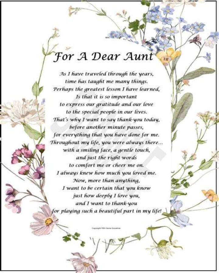 Aunt Poem, DIGITAL DOWNLOAD, Aunt Gift Present Thank You Verse Saying