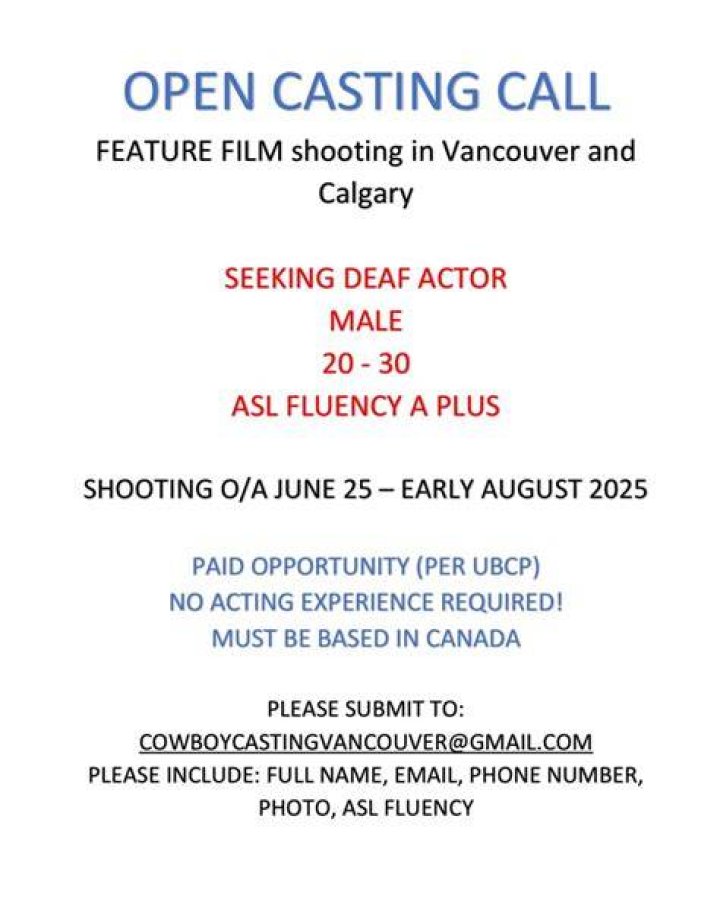 Brooker Muir, Actor Casting Call Pro Canada