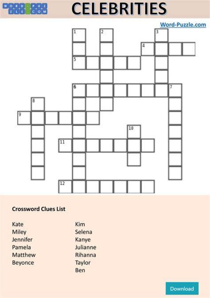 Celebrity Crossword Puzzle Templates at