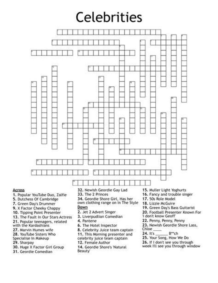 Celebrity CrossWord WordMint