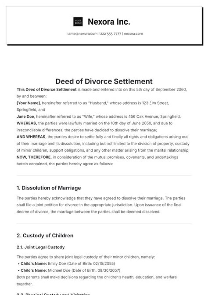 Divorce Settlement With Drew Grant