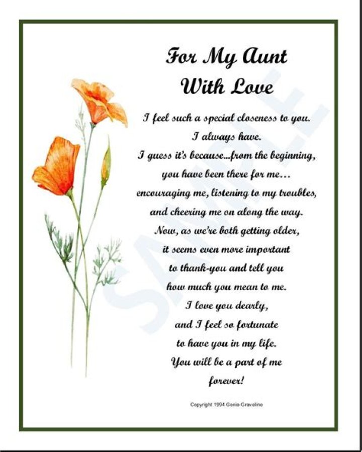 For My Aunt Poem DIGITAL DOWNLOAD Aunt Poem Aunt Birthday Etsy Aunt
