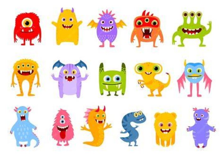 Funny, cute cartoon monster characters. 557081 Vector Art at Vecteezy