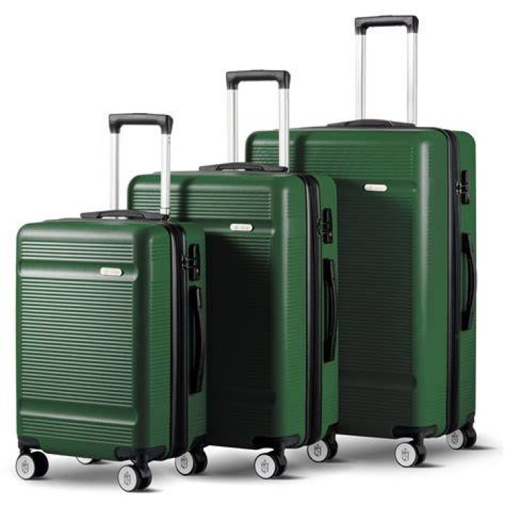 Grey and dark green suitcases
