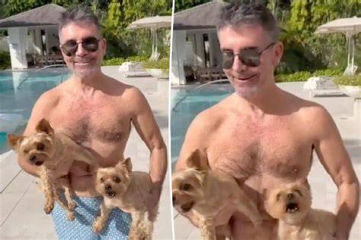 Simon Cowell displays his toned physique as he hits the beach with son
