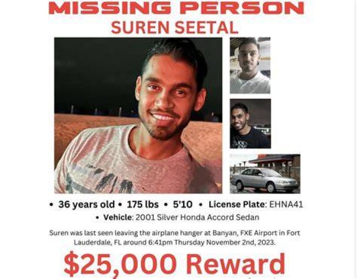 Suren Seetal Missing; Suspect Charged- Missing Airplane Mechanic Found Dead After Trying To Collect $315,000 Debt; Suspect Identified